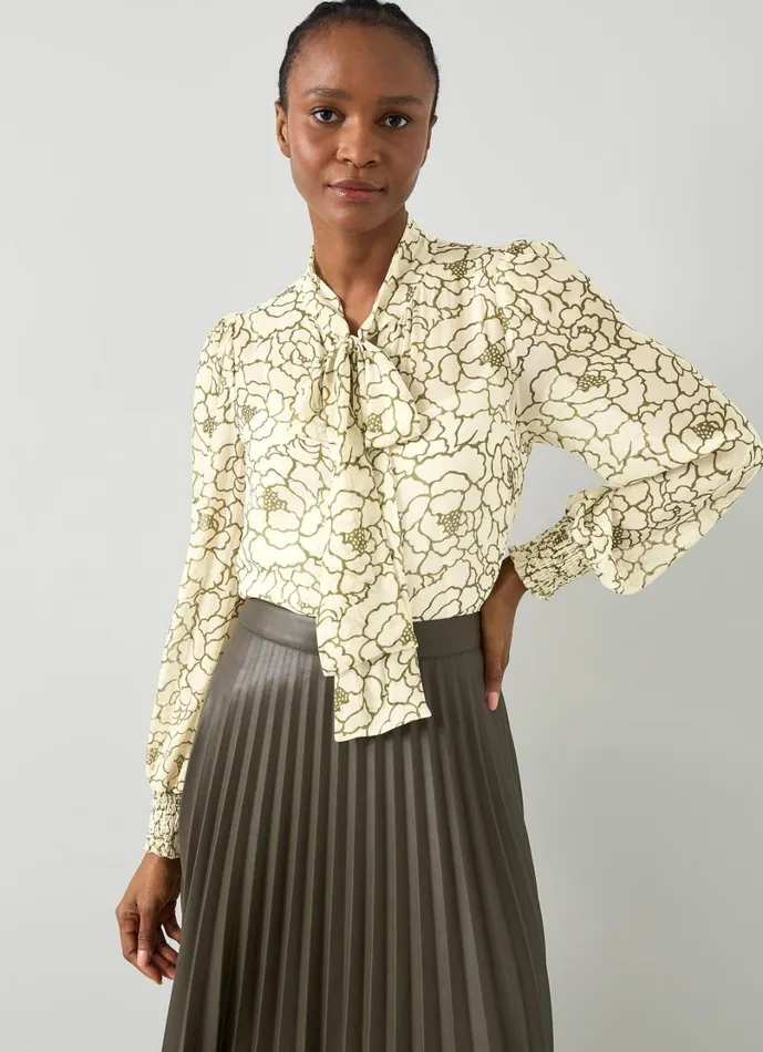 LKBennett Tops Women Penny Birch and Olive Peony Print Blouse