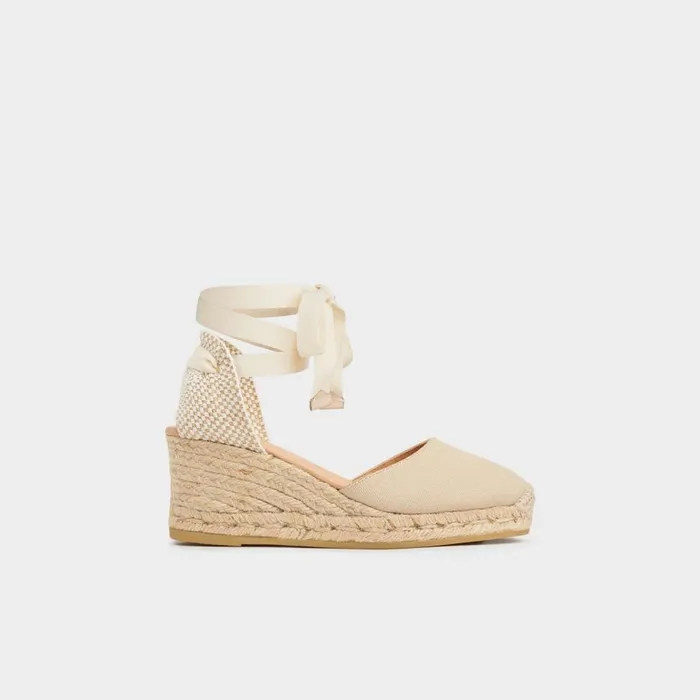 LKBennett Wedges Women Maureene Sand Canvas Espadrille Wedges