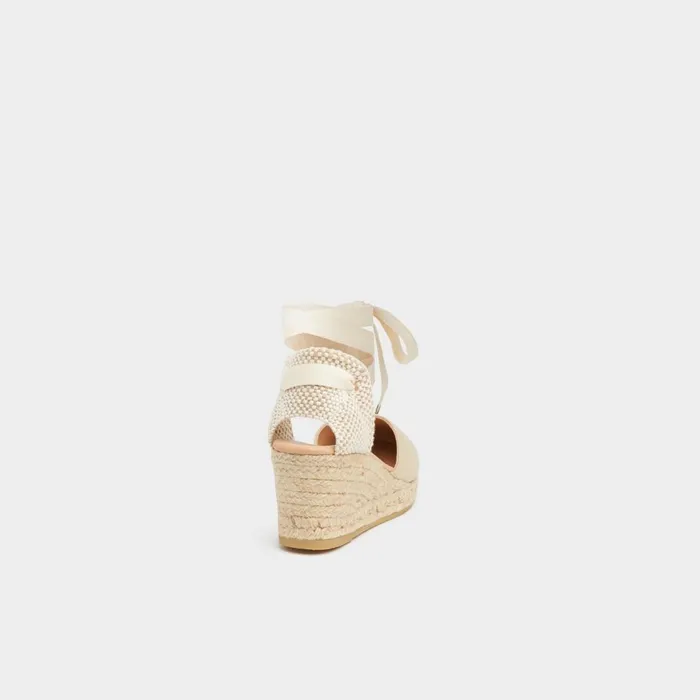 LKBennett Wedges Women Maureene Sand Canvas Espadrille Wedges LKBennett Wedges Women Maureene Sand Canvas Espadrille Wedges