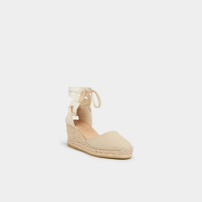 LKBennett Wedges Women Maureene Sand Canvas Espadrille Wedges LKBennett Wedges Women Maureene Sand Canvas Espadrille Wedges