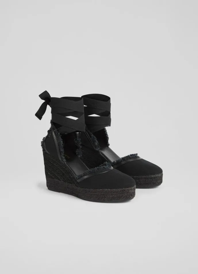 LKBennett Wedges Women Sofia Black Canvas Espadrille Wedges LKBennett Wedges Women Sofia Black Canvas Espadrille Wedges