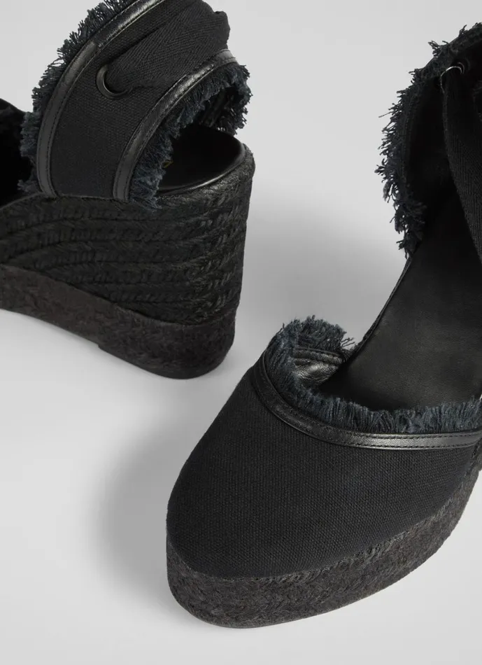 LKBennett Wedges Women Sofia Black Canvas Espadrille Wedges LKBennett Wedges Women Sofia Black Canvas Espadrille Wedges