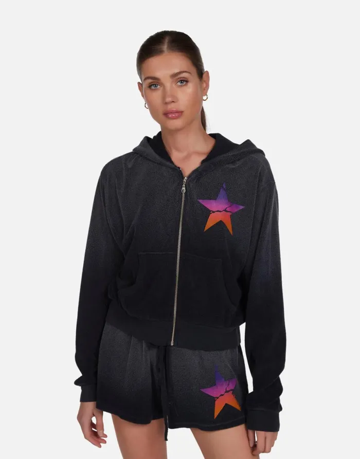 Lachelle Ombre Cracked Star Jet Black Ombre Women039s Lauren Moshi Hoodies