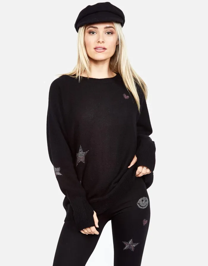 Ladona Crystal Elements Black Women039s Lauren Moshi Sweaters and Knits