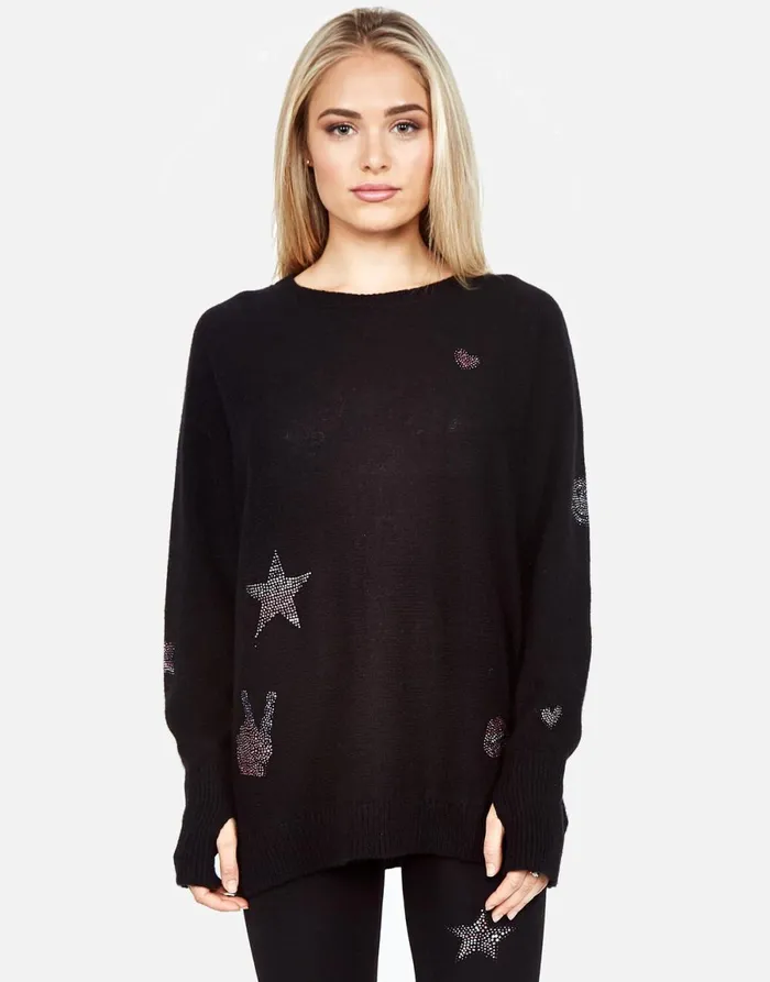Ladona Crystal Elements Black Women039s Lauren Moshi Sweaters and Knits