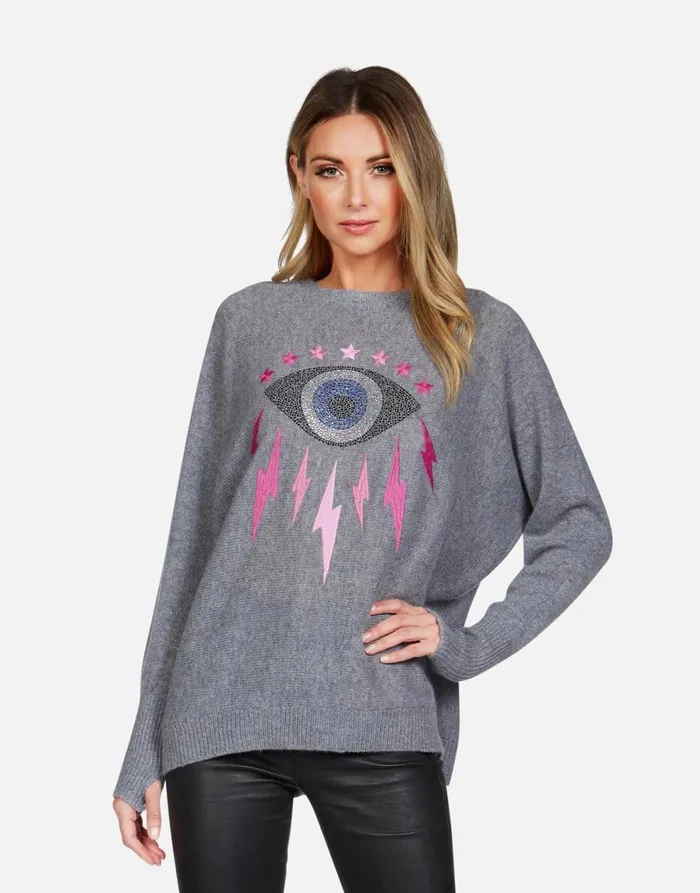 Ladona Electric Evil Eye Charcoal Women039s Lauren Moshi Long Sleeve