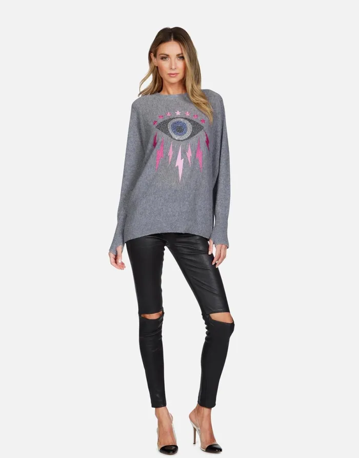 Ladona Electric Evil Eye Charcoal Women039s Lauren Moshi Long Sleeve