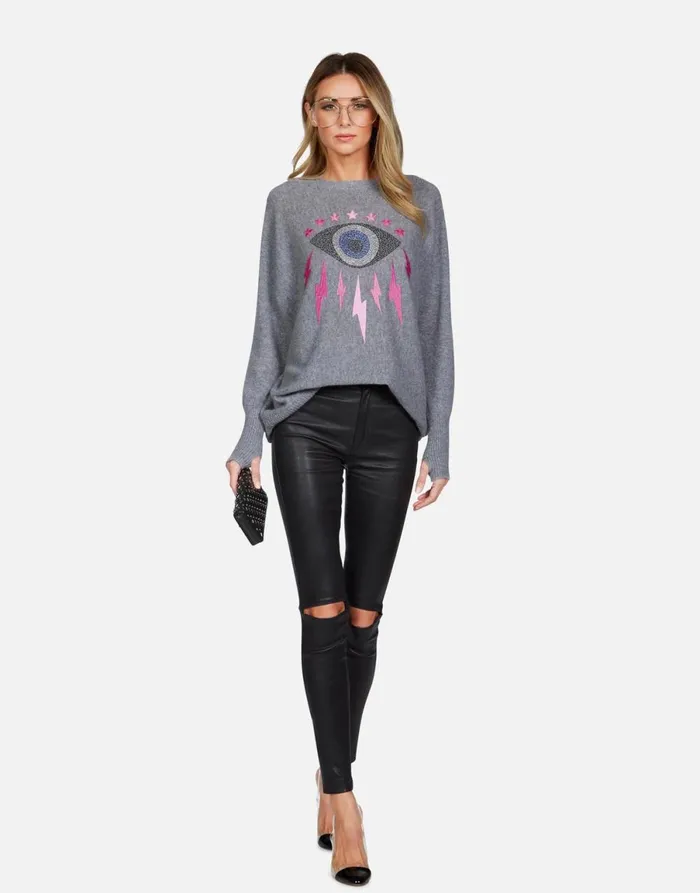 Ladona Electric Evil Eye Charcoal Women039s Lauren Moshi Long Sleeve