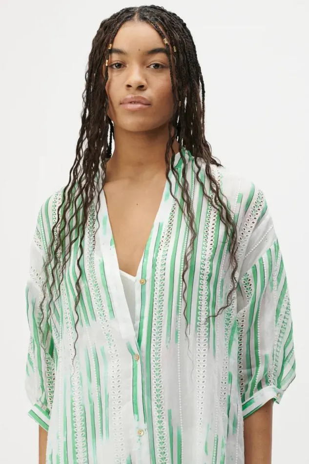 Lala Berlin Dresses Dress Dacire Bast Fiber Green Stripes 8211 Women