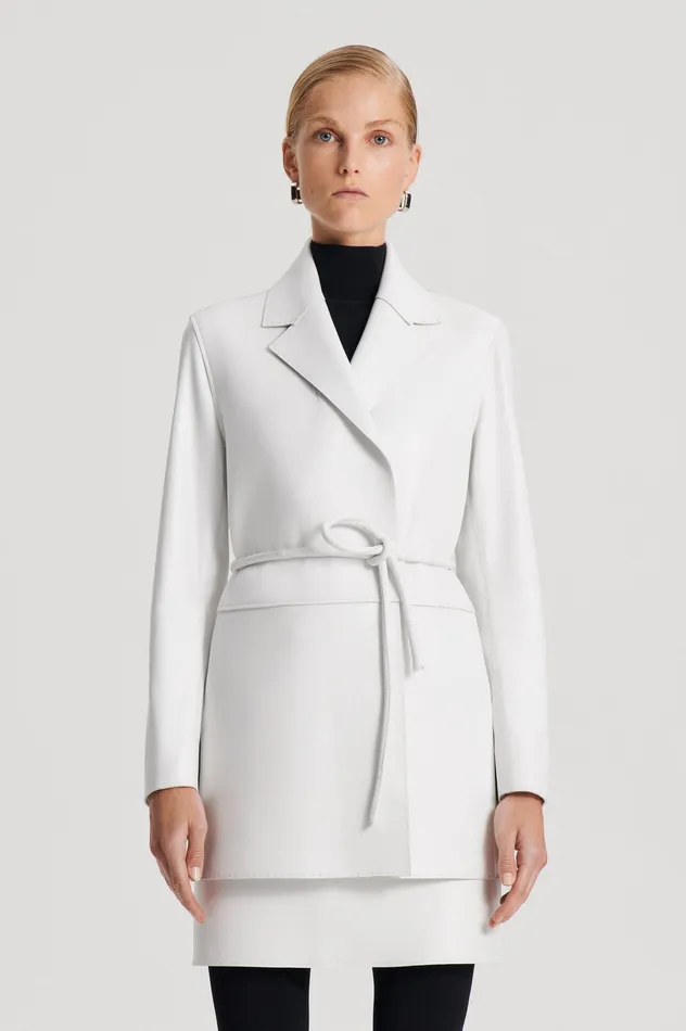 LEATHER BONDED JACKET WHITE Jackets Scanlan Theodore Women LEATHER BONDED JACKET WHITE Jackets Scanlan Theodore Women