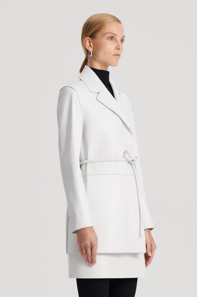 LEATHER BONDED JACKET WHITE Jackets Scanlan Theodore Women LEATHER BONDED JACKET WHITE Jackets Scanlan Theodore Women