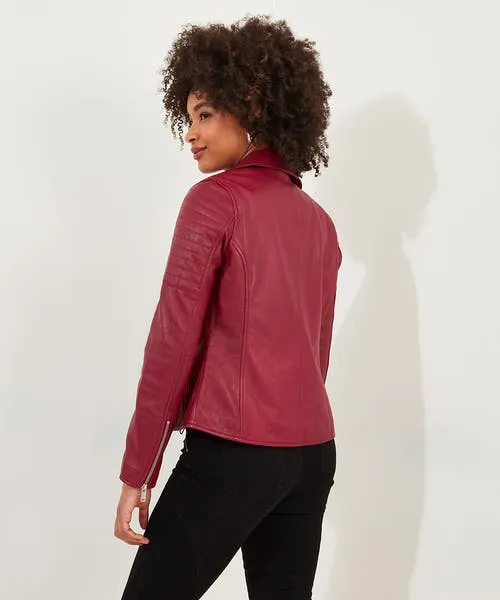 Leather Jackets Apparel Joebrowns Stitch Detail Leather Biker Jacket Raspberry Leather Jackets Apparel Joebrowns Stitch Detail Leather Biker Jacket Raspberry