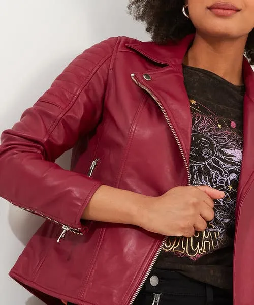 Leather Jackets Apparel Joebrowns Stitch Detail Leather Biker Jacket Raspberry Leather Jackets Apparel Joebrowns Stitch Detail Leather Biker Jacket Raspberry