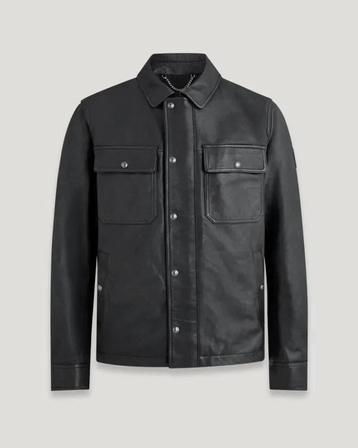 Leather Jackets Men Belstaff Quarry Overshirt Black