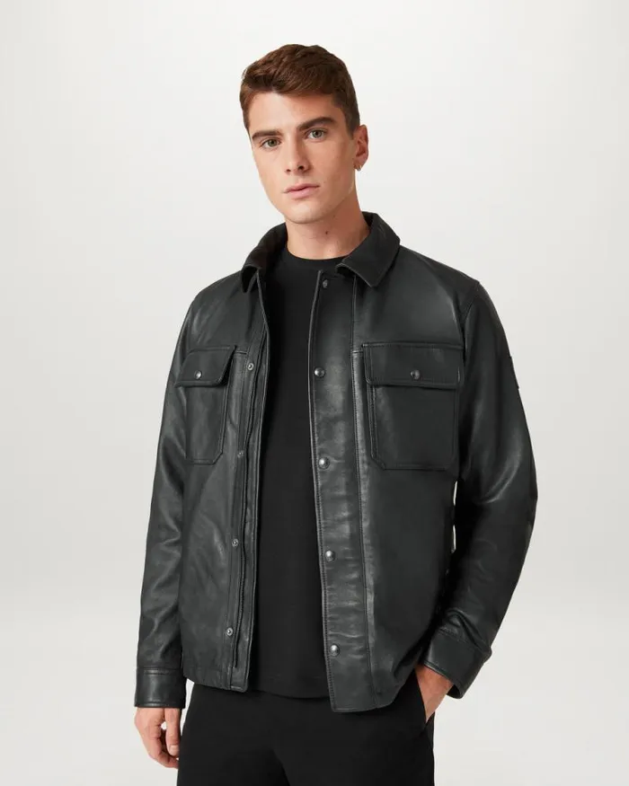 Leather Jackets Men Belstaff Quarry Overshirt Black Leather Jackets Men Belstaff Quarry Overshirt Black