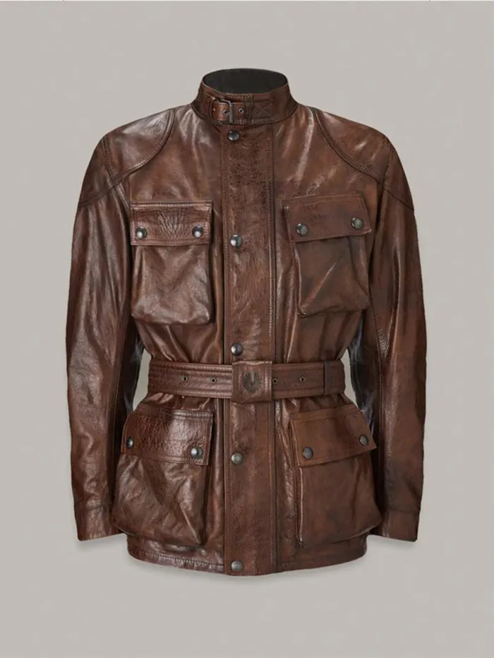 Leather Jackets Men Belstaff Trialmaster Motorcycle Jacket Burnt Cuero