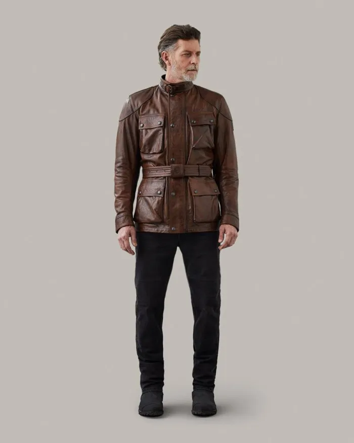 Leather Jackets Men Belstaff Trialmaster Motorcycle Jacket Burnt Cuero
