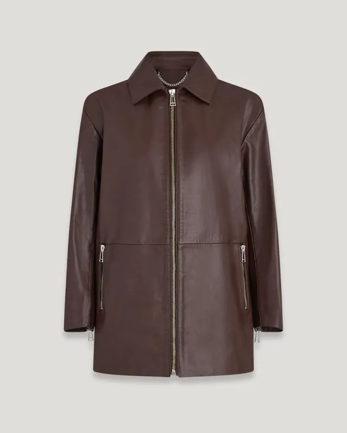 Leather Jackets Women Belstaff Bronze Coat Chestnut