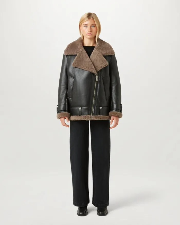 Leather Jackets Women Belstaff Zinc Jacket Black Driftwood Leather Jackets Women Belstaff Zinc Jacket Black Driftwood