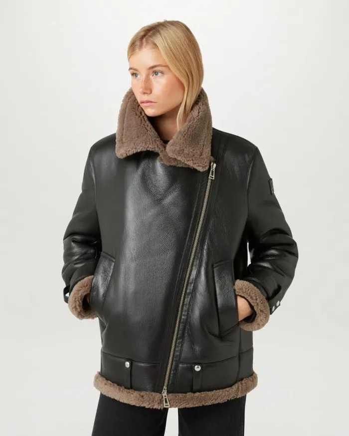 Leather Jackets Women Belstaff Zinc Jacket Black Driftwood Leather Jackets Women Belstaff Zinc Jacket Black Driftwood