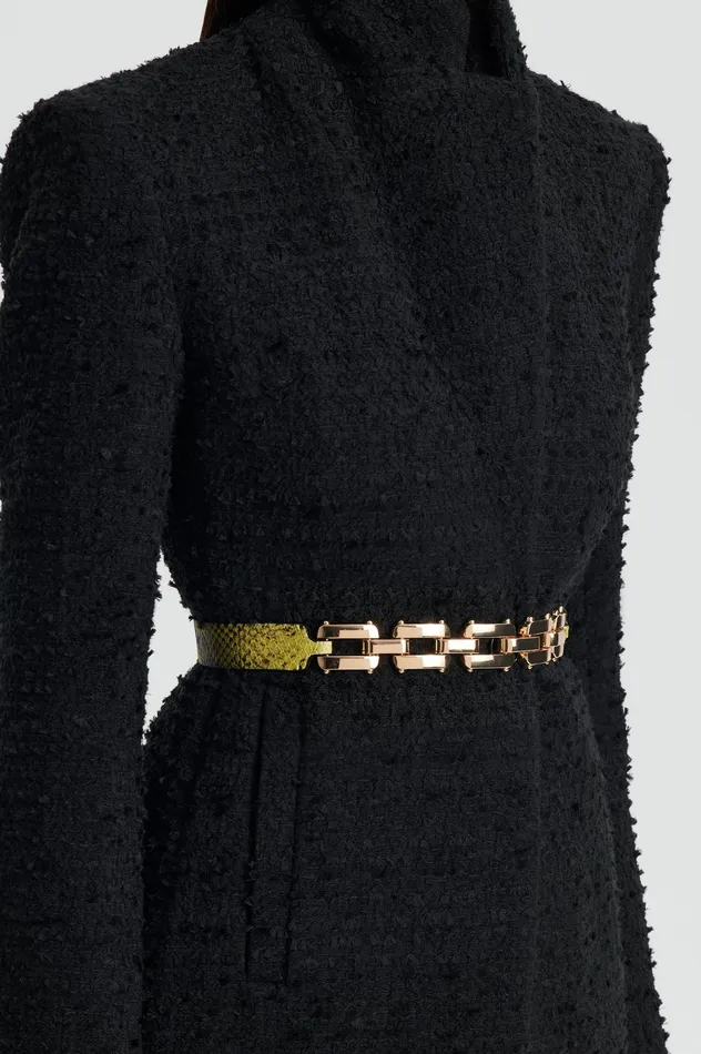 Leather Scanlan Theodore Women GOLD TRIM BELT 25 VERT