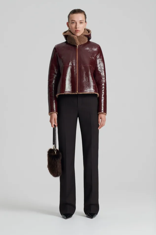 Leather SHEARLING JACKET RASBRRYCAMEL Scanlan Theodore Women