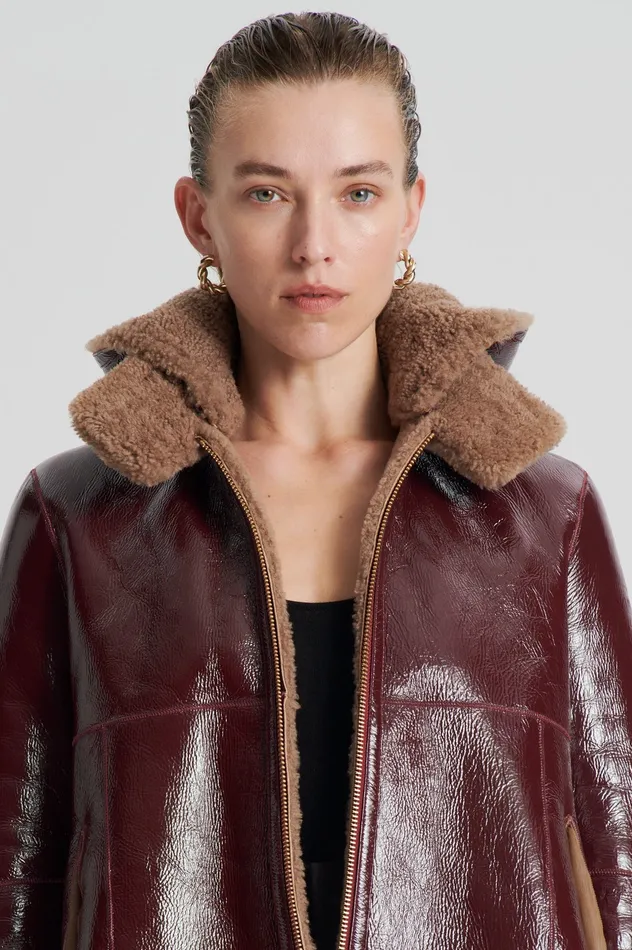 Leather SHEARLING JACKET RASBRRYCAMEL Scanlan Theodore Women Leather SHEARLING JACKET RASBRRYCAMEL Scanlan Theodore Women