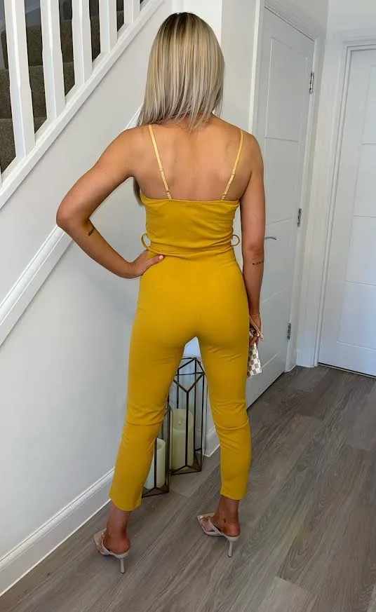 Leia Mustard Bandeau Belted Jumpsuit Women Missfiga Jumpsuits