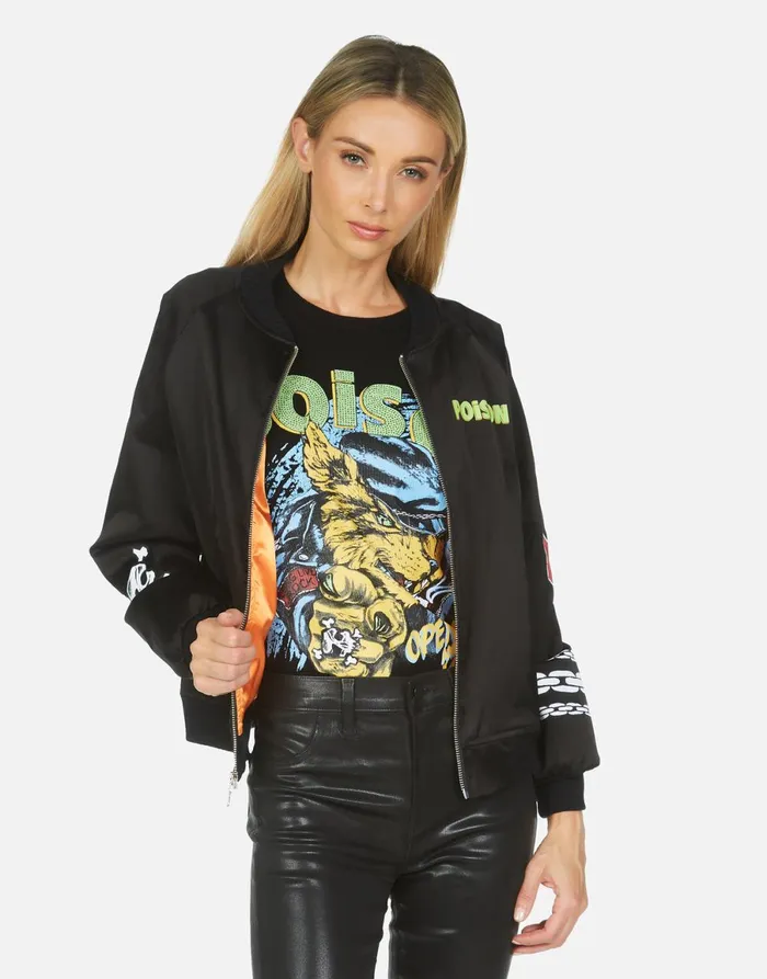 Levelle Poison Cat Black Orange Women039s Lauren Moshi Jackets