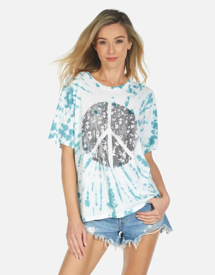 Liberty Peace Hippie Teal Splash Women039s Lauren Moshi Short Sleeve