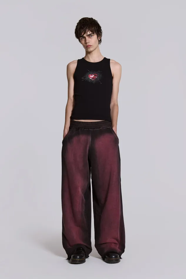 Loungewear Jaded London Men Shop Deep Red Fade Monster Joggers