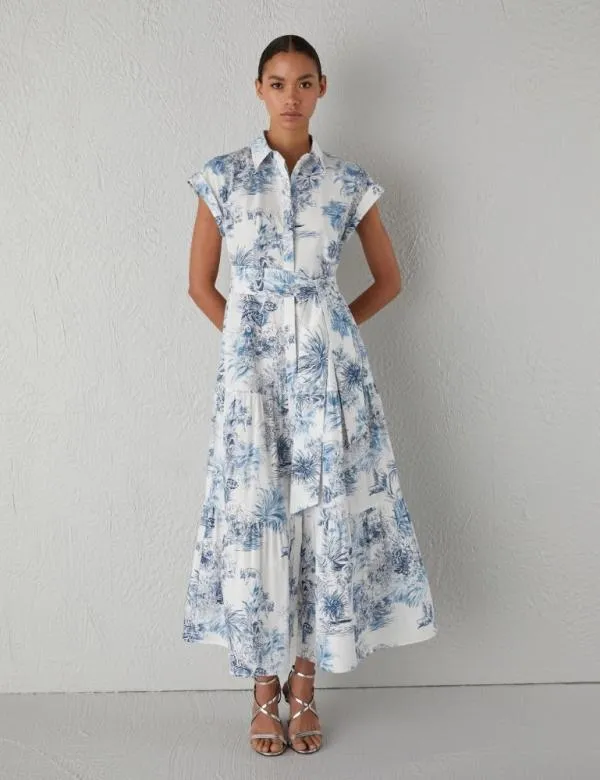 Marella Dresses Women Patterned Shirt Dress Ice