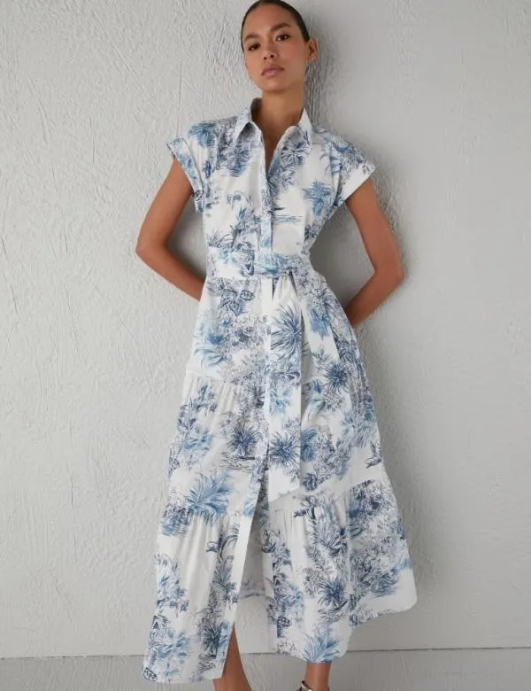 Marella Dresses Women Patterned Shirt Dress Ice
