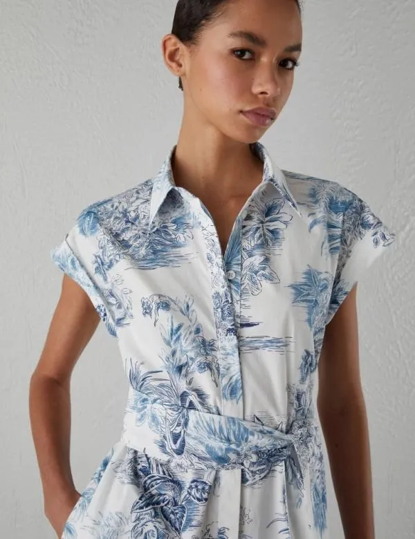 Marella Dresses Women Patterned Shirt Dress Ice