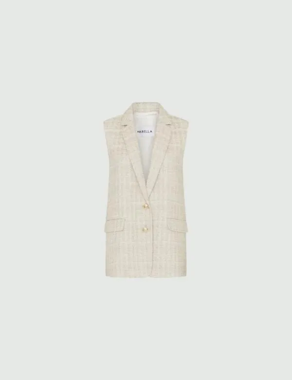Marella Jackets Women Blazer Gilet With Lurex Natural