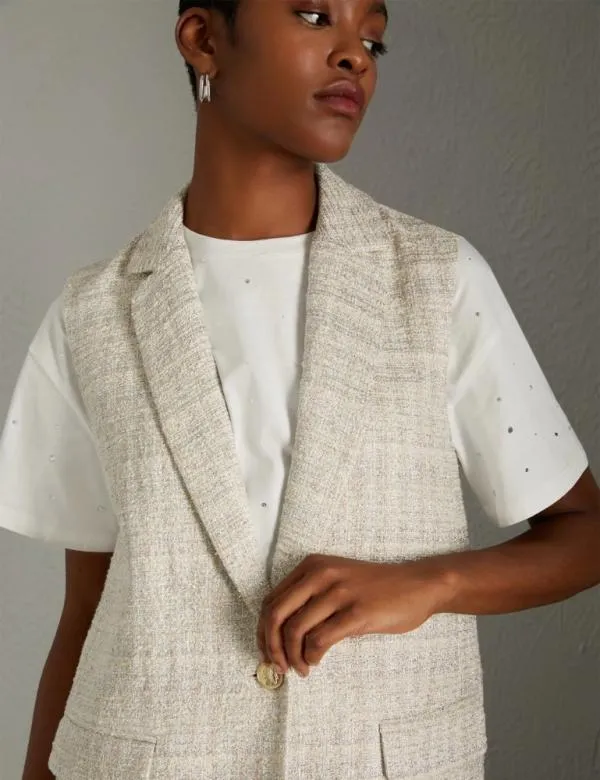 Marella Jackets Women Blazer Gilet With Lurex Natural