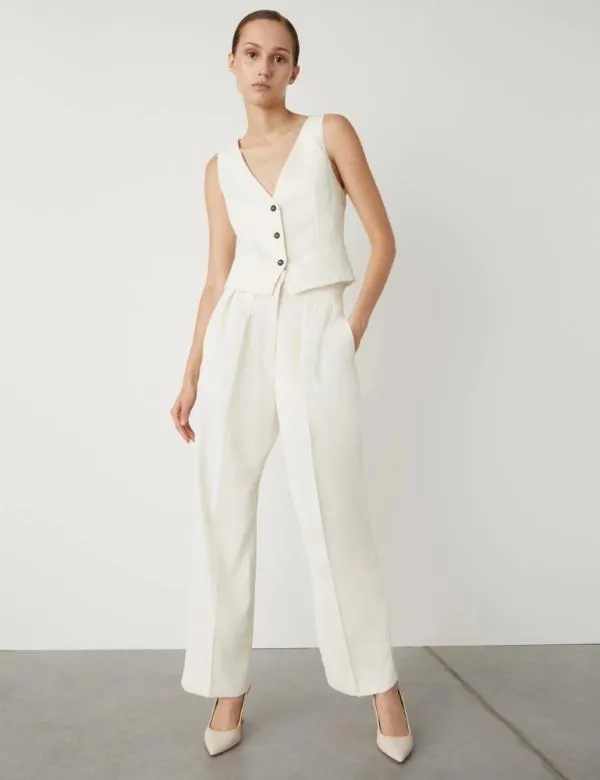 Marella Jackets Women Crepe Gilet Wool White