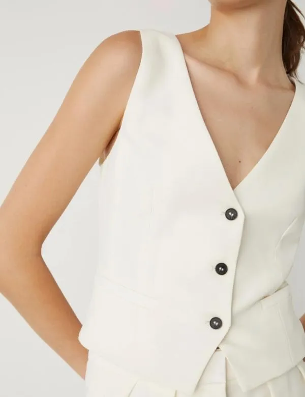 Marella Jackets Women Crepe Gilet Wool White