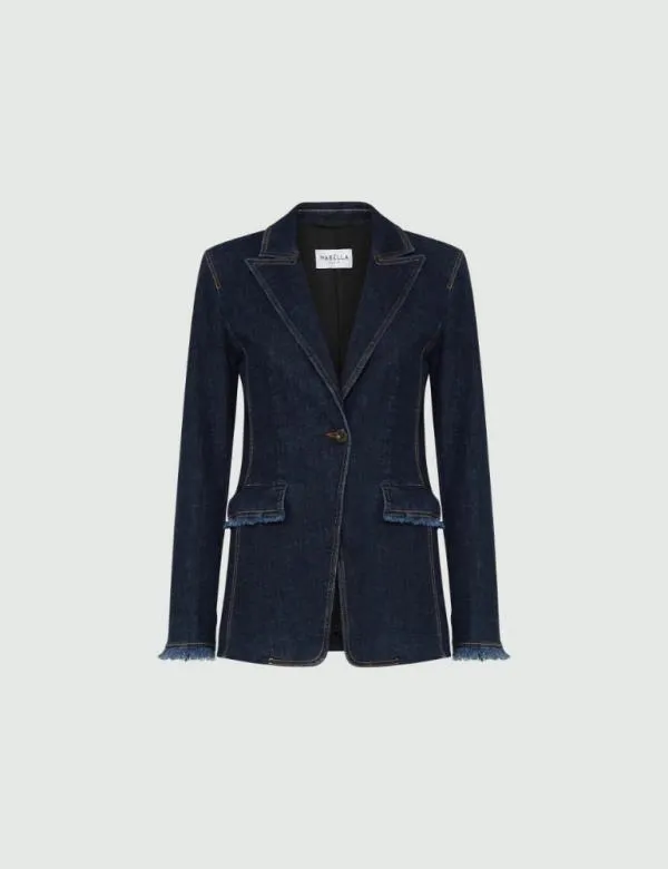 Marella Jackets Women Denim Blazer Blue Jeans