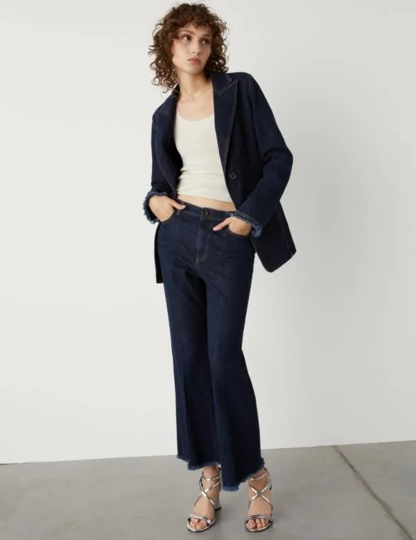 Marella Jackets Women Denim Blazer Blue Jeans