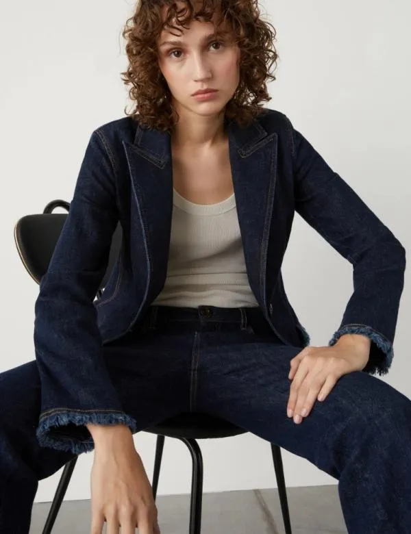 Marella Jackets Women Denim Blazer Blue Jeans