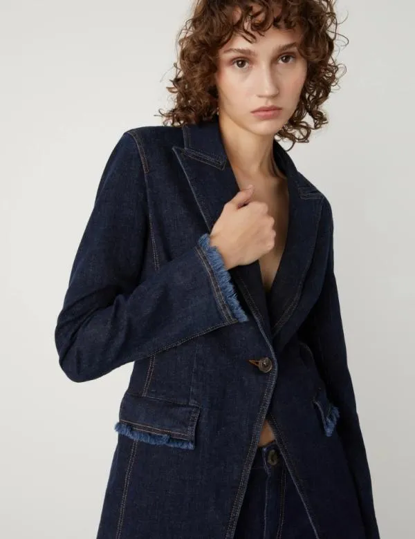 Marella Jackets Women Denim Blazer Blue Jeans