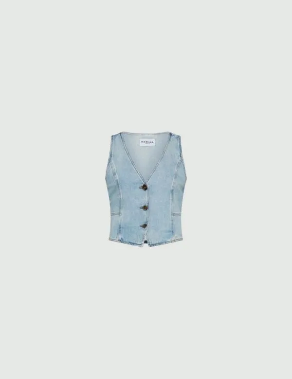 Marella Jackets Women Denim Gilet Blue Jeans