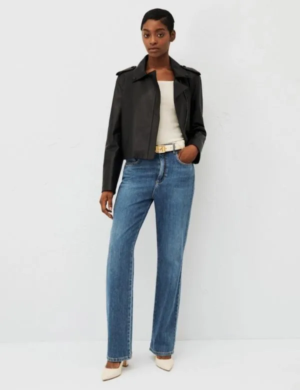 Marella Jackets Women Leather Jacket Black