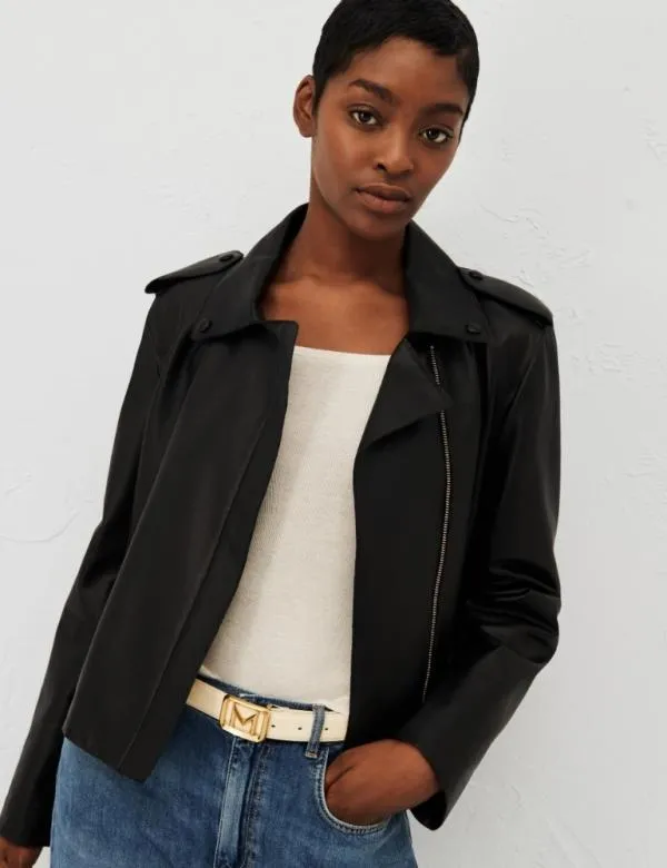 Marella Jackets Women Leather Jacket Black