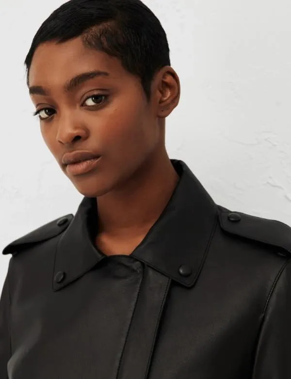 Marella Jackets Women Leather Jacket Black