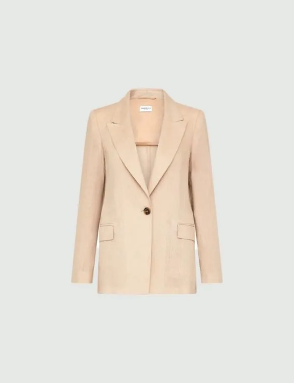 Marella Jackets Women Linen Blazer Sand