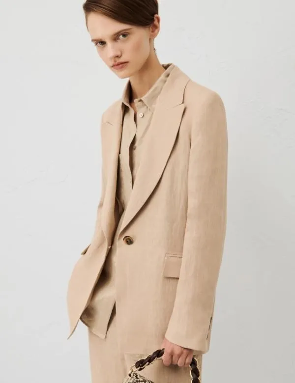 Marella Jackets Women Linen Blazer Sand