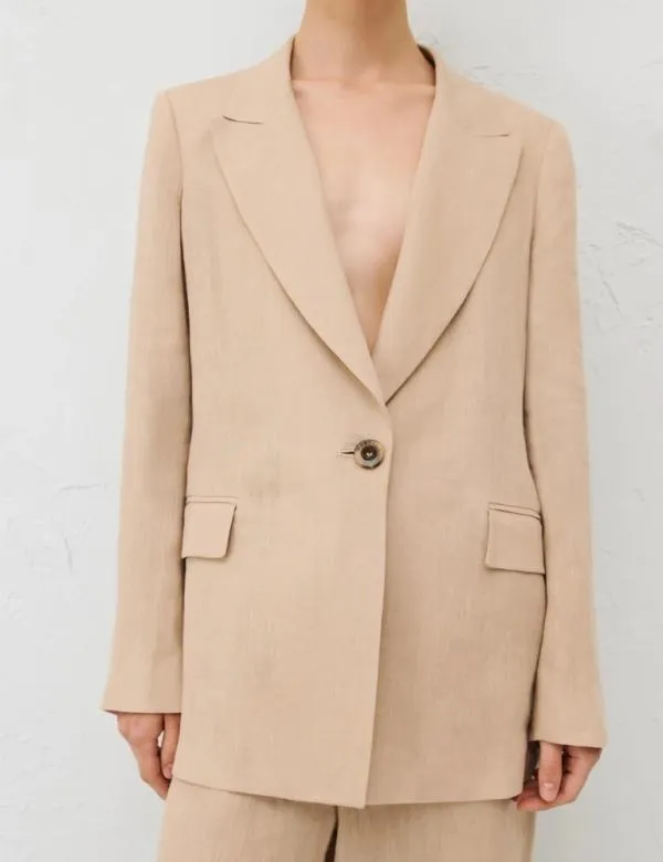 Marella Jackets Women Linen Blazer Sand