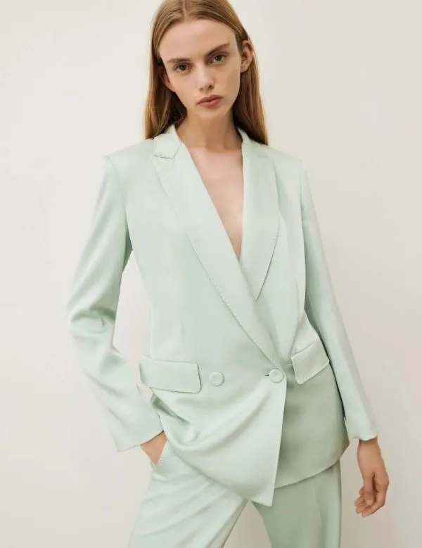 Marella Jackets Women Satin Blazer Aquamarine